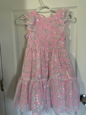 Kensie Girl Pink Sequin Floral Tiered Dress